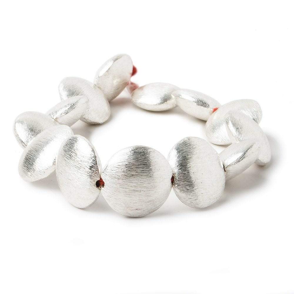 16x6mm Sterling Silver Plated Copper Coin, Brushed Finish 8 inch 13 pcs