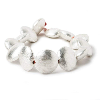 16x6mm Sterling Silver Plated Copper Coin, Brushed Finish 8 inch 13 pcs