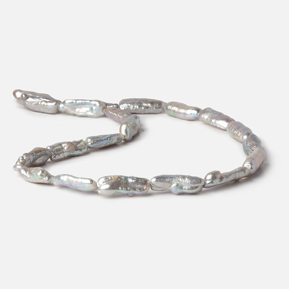 16x7-22x8mm Silver straight drilled Biwa Freshwater Pearls 16.5 inch 20 pieces