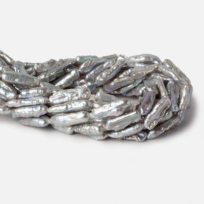 16x7-22x8mm Silver straight drilled Biwa Freshwater Pearls 16.5 inch 20 pieces