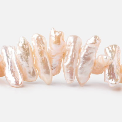 16x7-29x9mm Peach Side Drill Biwa Freshwater Pearls 15 inch 48 Beads