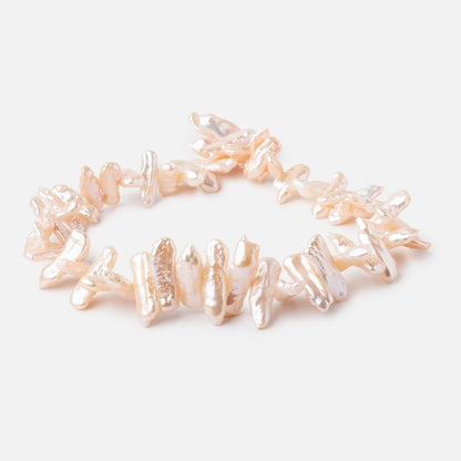 16x7-29x9mm Peach Side Drill Biwa Freshwater Pearls 15 inch 48 Beads