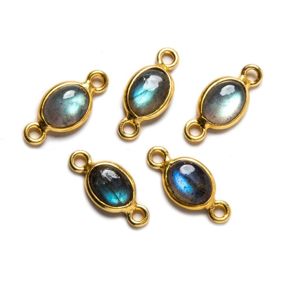 9x11mm Vermeil Bezeled Labradorite plain oval Connector 1 piece