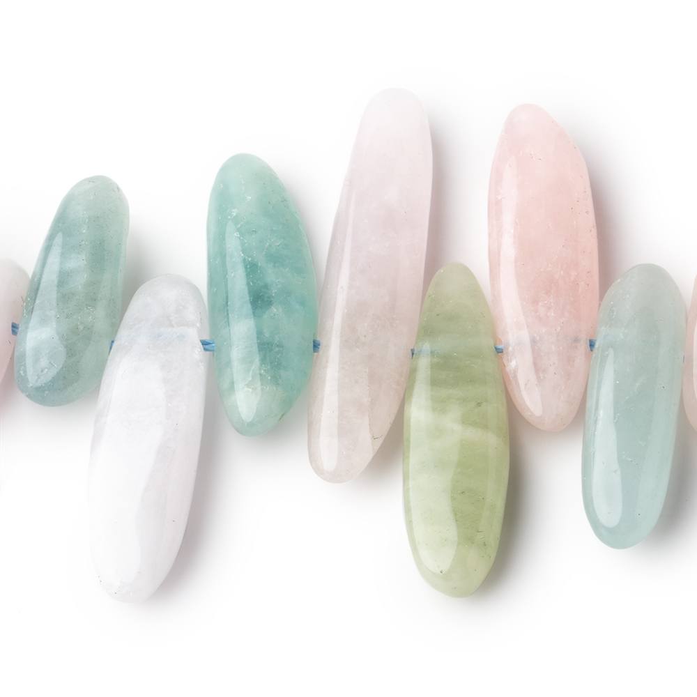 16x8-38x7mm Multi Beryl top drilled elongated plain nuggets 16 inch 55 beads AA