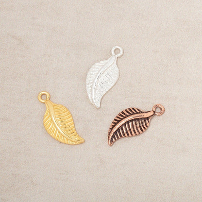 16x8.5mm Leaf Pendant Charm Set of 4 pieces
