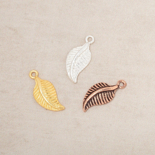 16x8.5mm Leaf Pendant Charm Set of 4 pieces