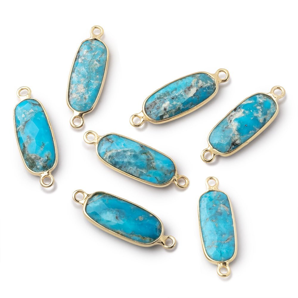 16x8mm Vermeil Bezel Turquoise Howlite Elongated Oval Connector 1 piece