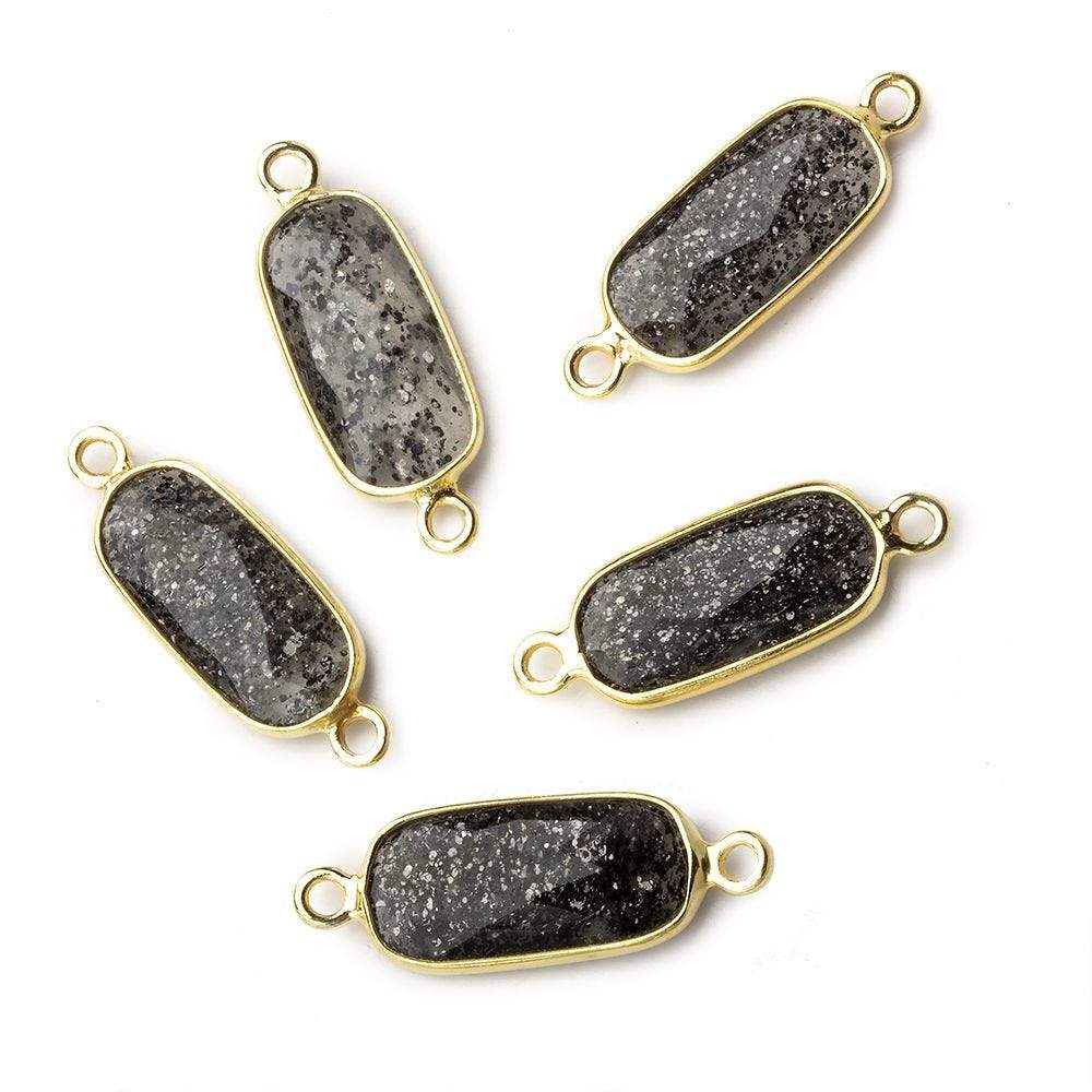 16x8mm Vermeil Bezeled Celestial Quartz elongated oval Connector 1 focal bead