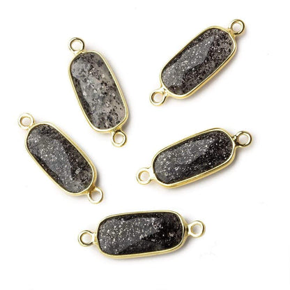 16x8mm Vermeil Bezeled Celestial Quartz elongated oval Connector 1 focal bead