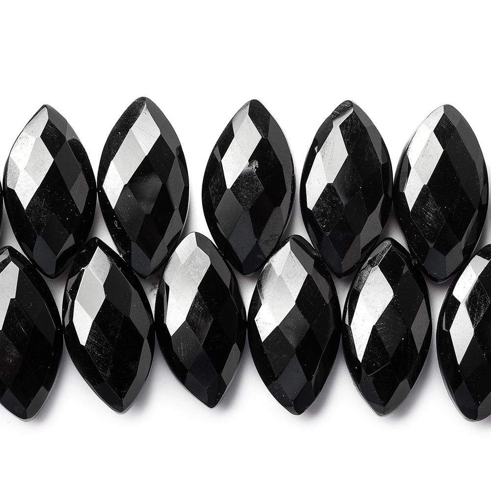 16x9-18x9mm Black Onyx top drilled faceted marquise beads 8.5 inch 43 pieces AAA