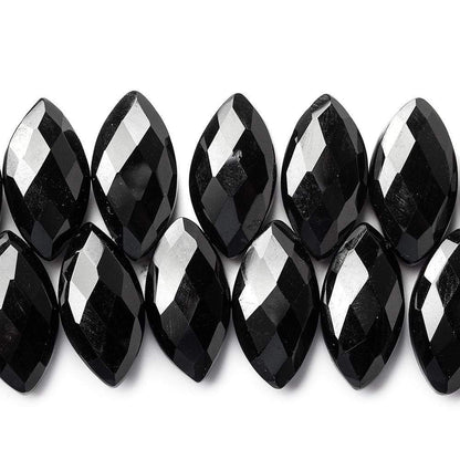 16x9-18x9mm Black Onyx top drilled faceted marquise beads 8.5 inch 43 pieces AAA