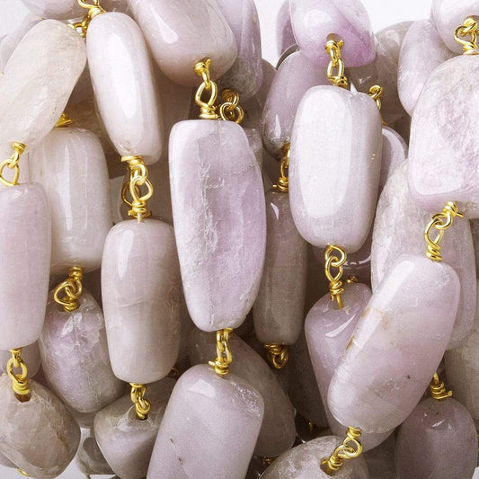 16x9-21x10mm Kunzite elongated plain nugget Vermeil Chain by the foot