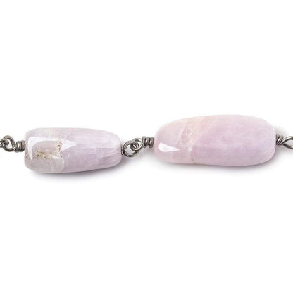 16x9-21x9mm Kunzite elongated plain nugget Black Gold .925 Silver Chain by the foot 13 beads A