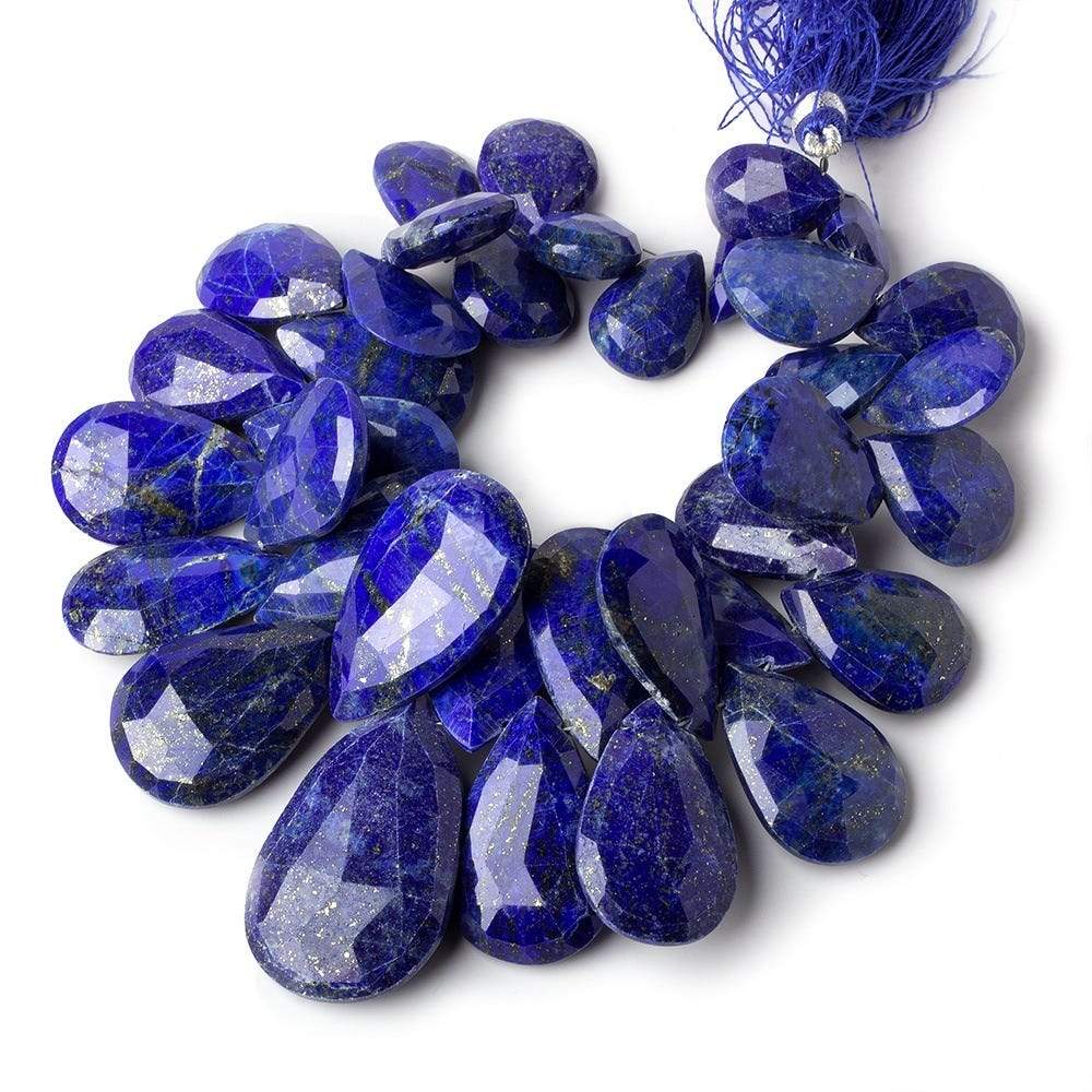16x9-34x21mm Lapis Lazuli Faceted Pear Beads 8 inch 35 pieces