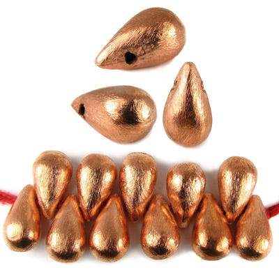 16x9mm Copper Tear Drop Brushed 8 inch 42 pcs