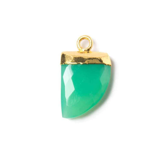 16x9mm Gold Leafed Green Onyx Horn Pendant 1 piece