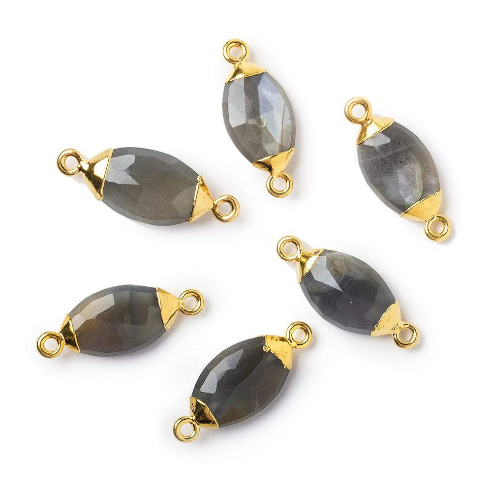16x9mm Gold Leafed Platinum Moonstone Marquise Connector 1 piece