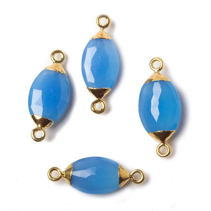16x9mm Gold Leafed Santorini Blue Chalcedony Marquise Connector 1 bead
