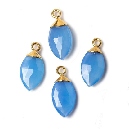 16x9mm Gold Leafed Santorini Blue Chalcedony Marquise Pendant 1 bead