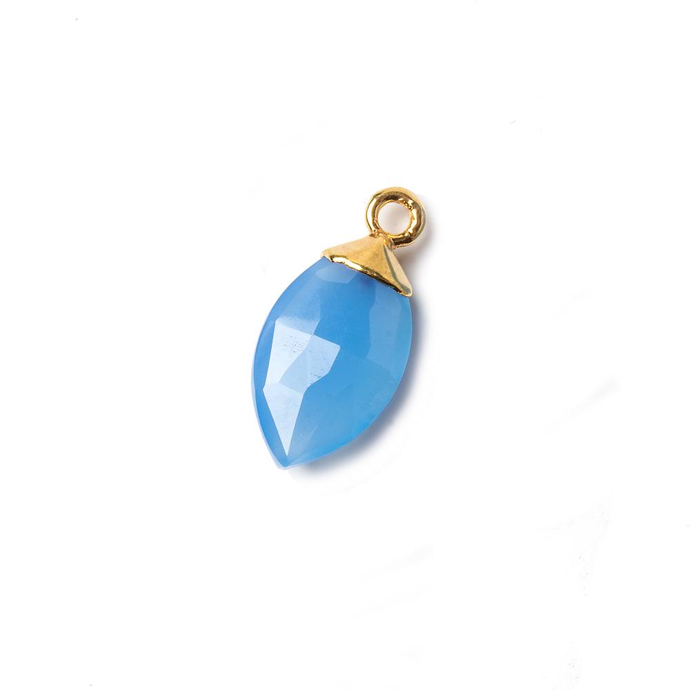 16x9mm Gold Leafed Santorini Blue Chalcedony Marquise Pendant 1 bead