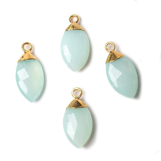 16x9mm Gold Leafed Seafoam Green Chalcedony Marquise Pendant 1 bead