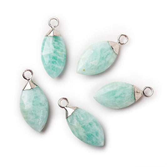 16x9mm Silver Leafed Amazonite Marquise Pendant 1 piece
