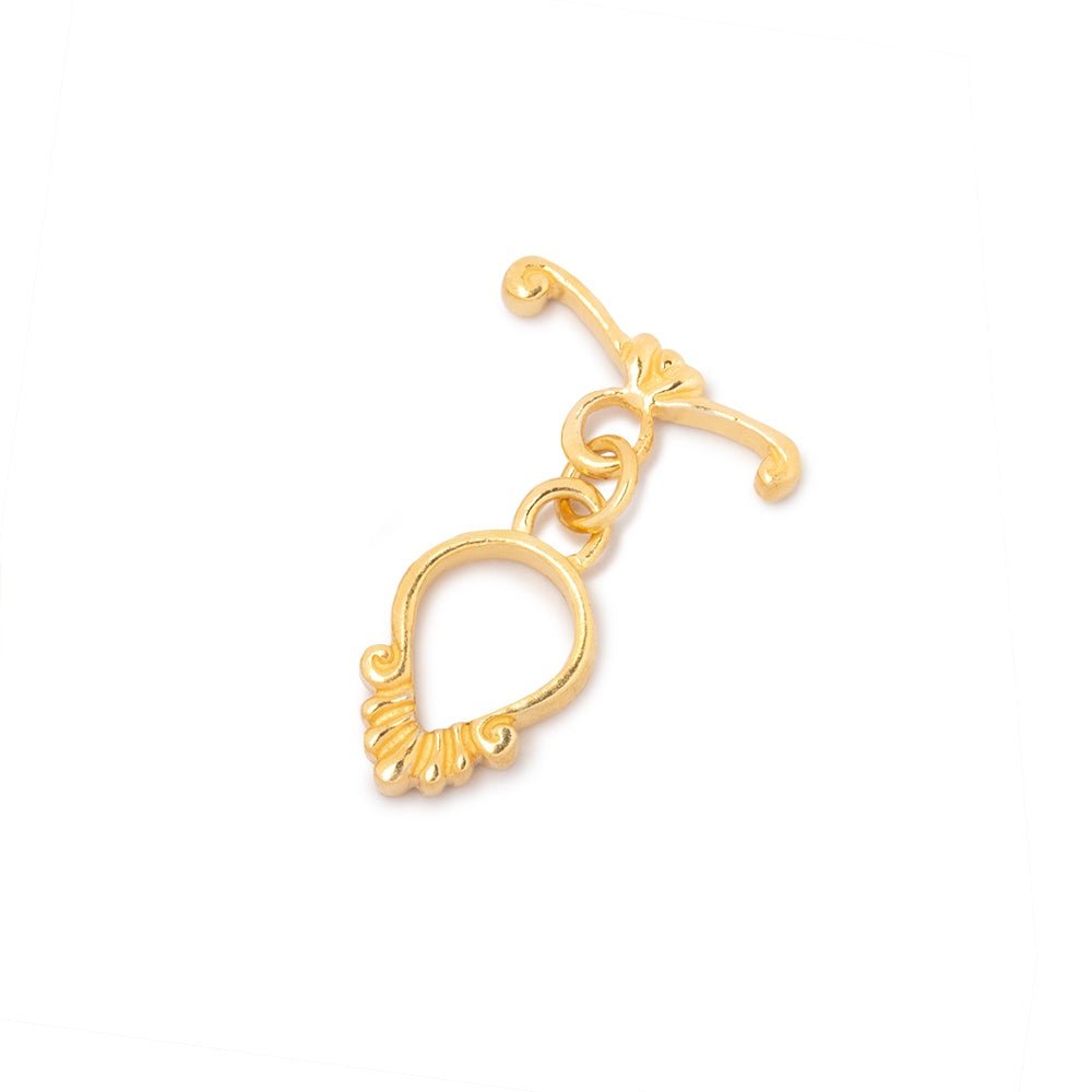 13x9mm Vermeil Toggle Fluted Pear Design 1 piece