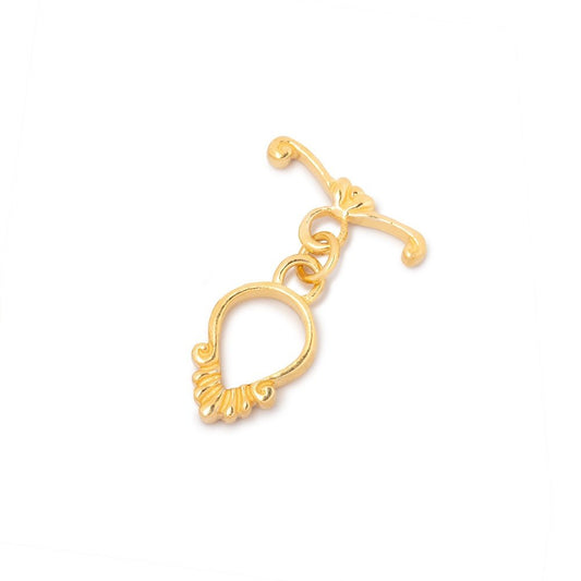 13x9mm Vermeil Toggle Fluted Pear Design 1 piece