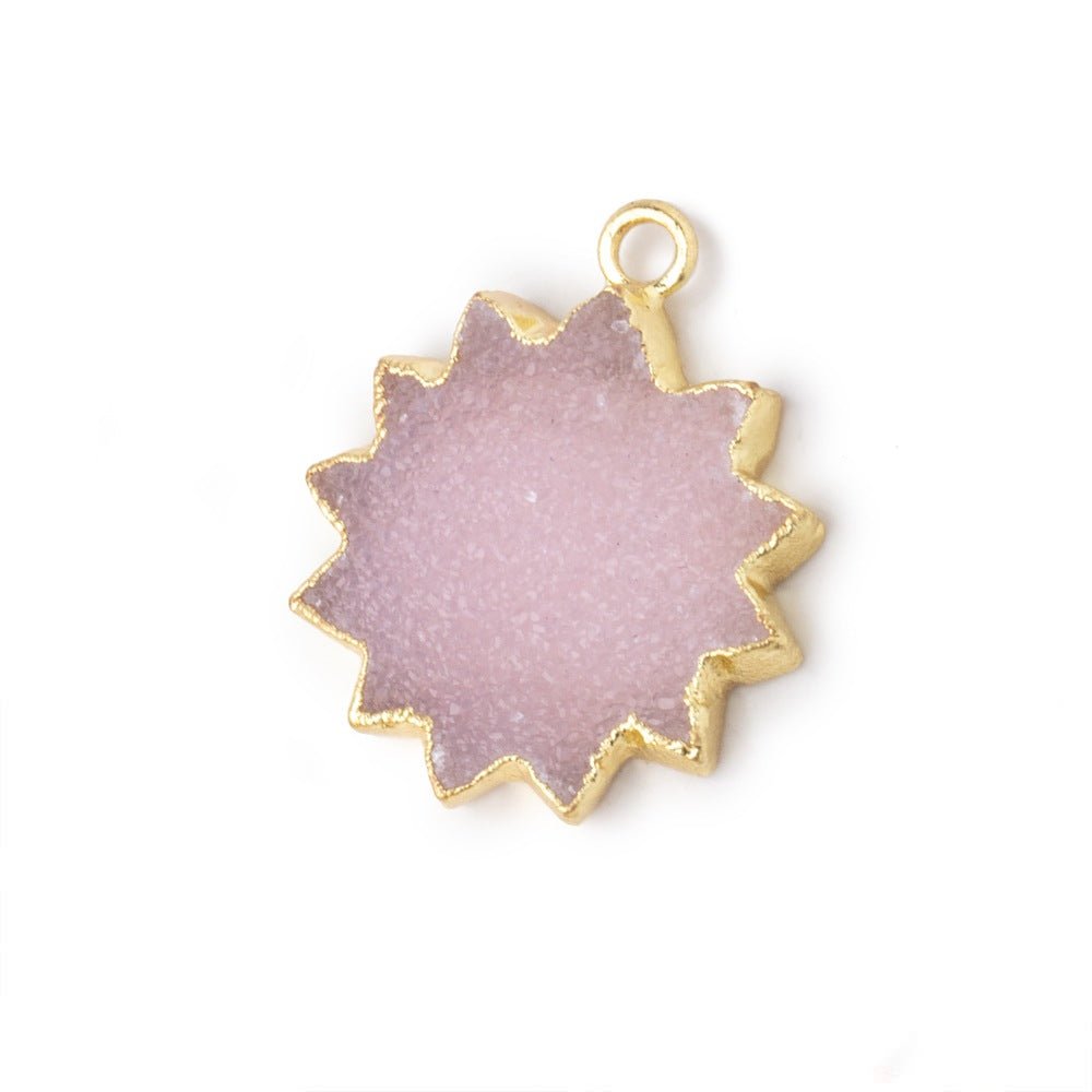 17-19mm Gold Leafed Pink Drusy Star Burst Pendant 1 focal piece