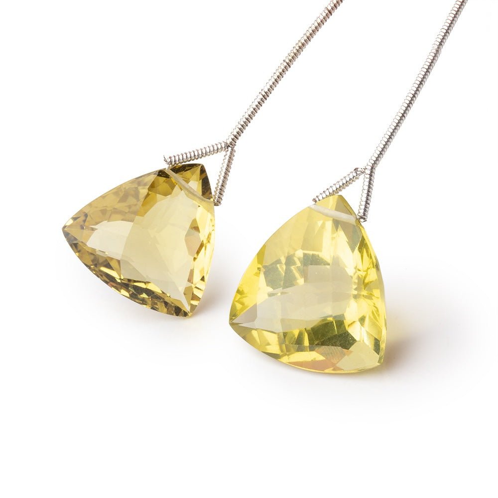 17-19mm Lemon Quartz Faceted Trillion Focal Set of 2 Beads