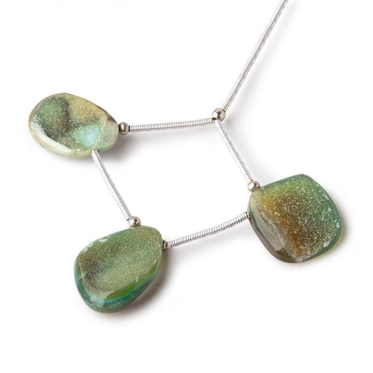 17-19mm Multi Green Drusy Bead Set of 3 pieces