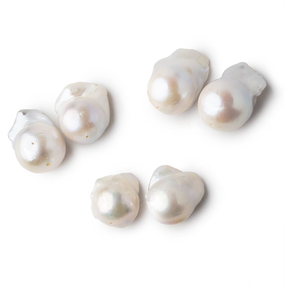17-19mm Off White Ultra Baroque Focal Set of 2 Beads AA