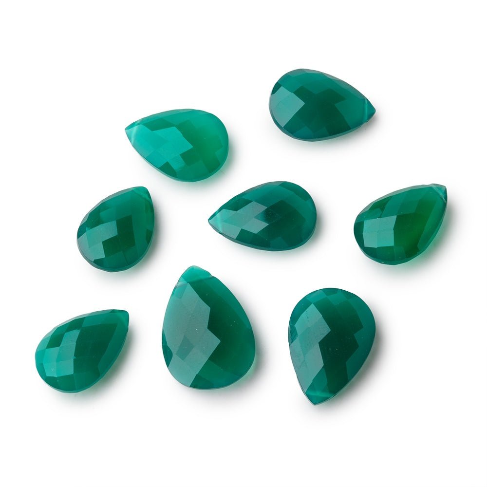 17-20mm Green Onyx Faceted Pear Focal Bead 1 piece