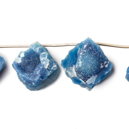 17-20mm Royal Blue Agate Hammer Faceted Drusy Square Beads 7 pieces