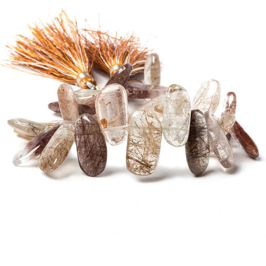 17 - 20mm Rutilated Quartz Plain Freeform Beads 8 inch 26 pieces