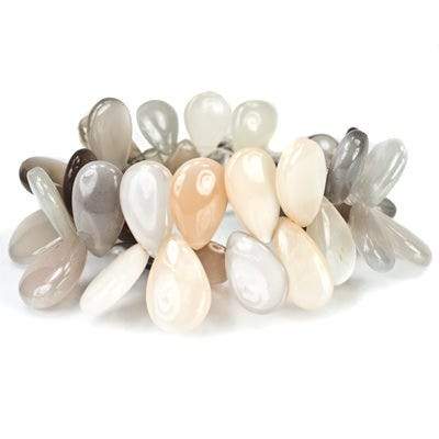 17-21mm Multi Color Moonstone Plain Pear Beads, AA Grade 42 pcs