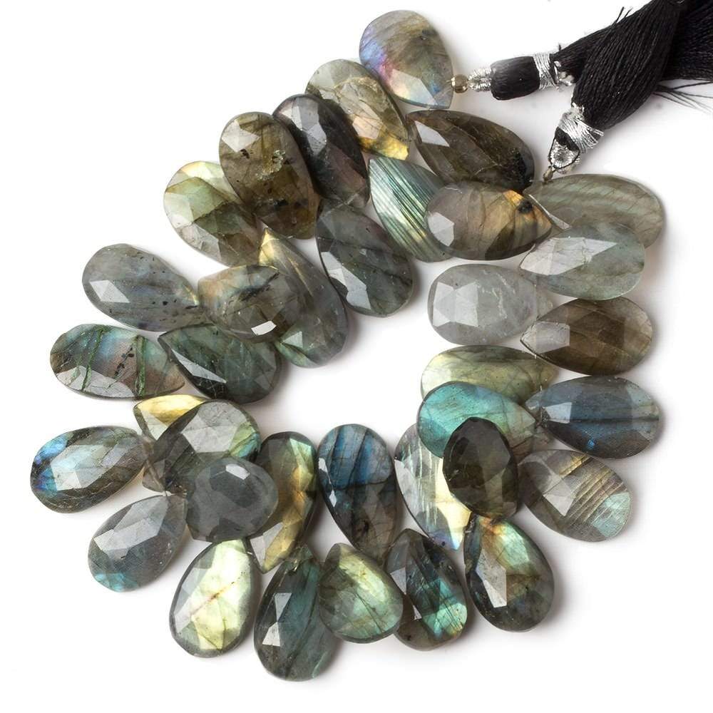 17-22mm Labradorite Faceted Pear Beads 8 inch 34 pieces
