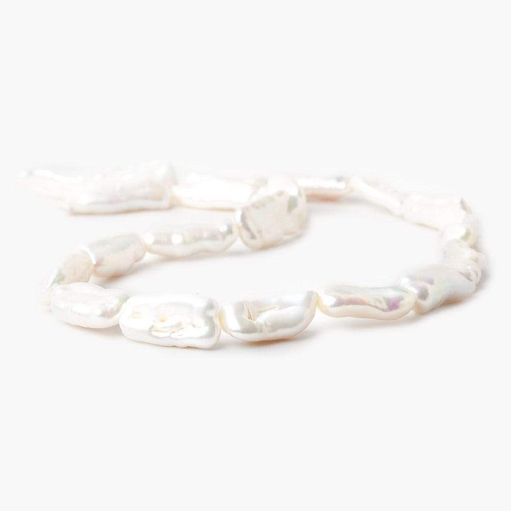 17-24mm Off White Biwa Straight Drill Freshwater Pearls 15 inch 19 pieces