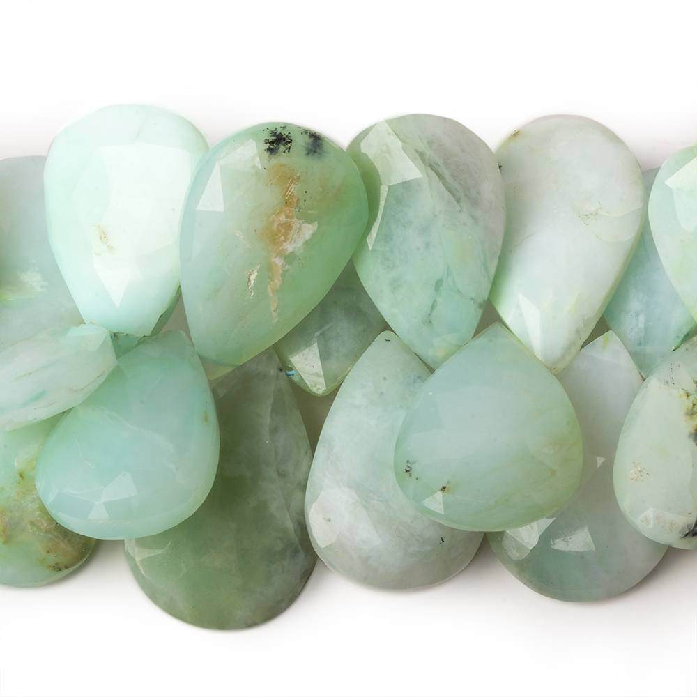 17-28mm Blue Peruvian Opal Faceted Pear Beads 8 inch 40 pieces