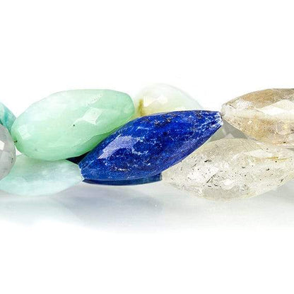 17-32mm Multi Gemstone Faceted Mix Shape Beads 48 inches 61 pieces