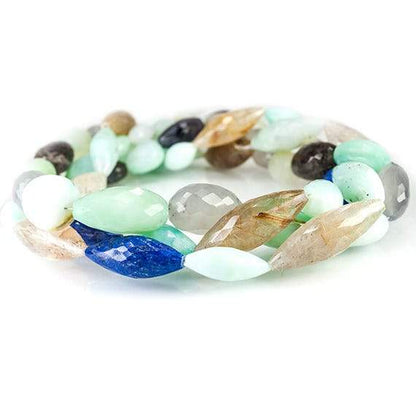 17-32mm Multi Gemstone Faceted Mix Shape Beads 48 inches 61 pieces
