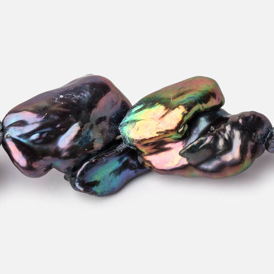 17-35mm Peacock Ultra Baroque Freshwater Pearls 15 inch 12 Beads