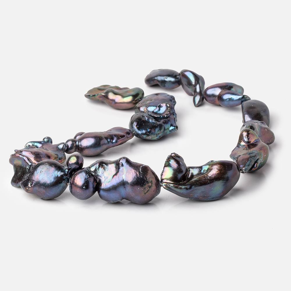 17-35mm Peacock Ultra Baroque Freshwater Pearls 15 inch 12 Beads