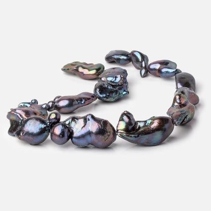 17-35mm Peacock Ultra Baroque Freshwater Pearls 15 inch 12 Beads