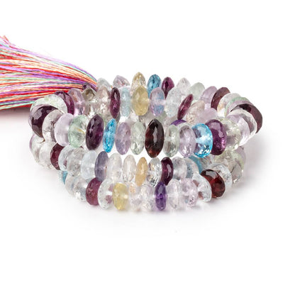 7-10mm Multi Gemstone German Faceted Rondelle Beads 16 inch 115 pieces AAA