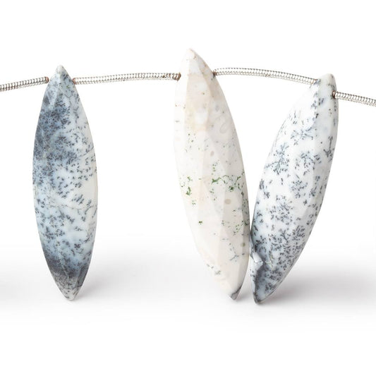 39x10mm Dendritic Opal Top Drilled Faceted Marquise 8 inch 10 beads AA