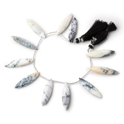 39x10mm Dendritic Opal Top Drilled Faceted Marquise 8 inch 10 beads AA