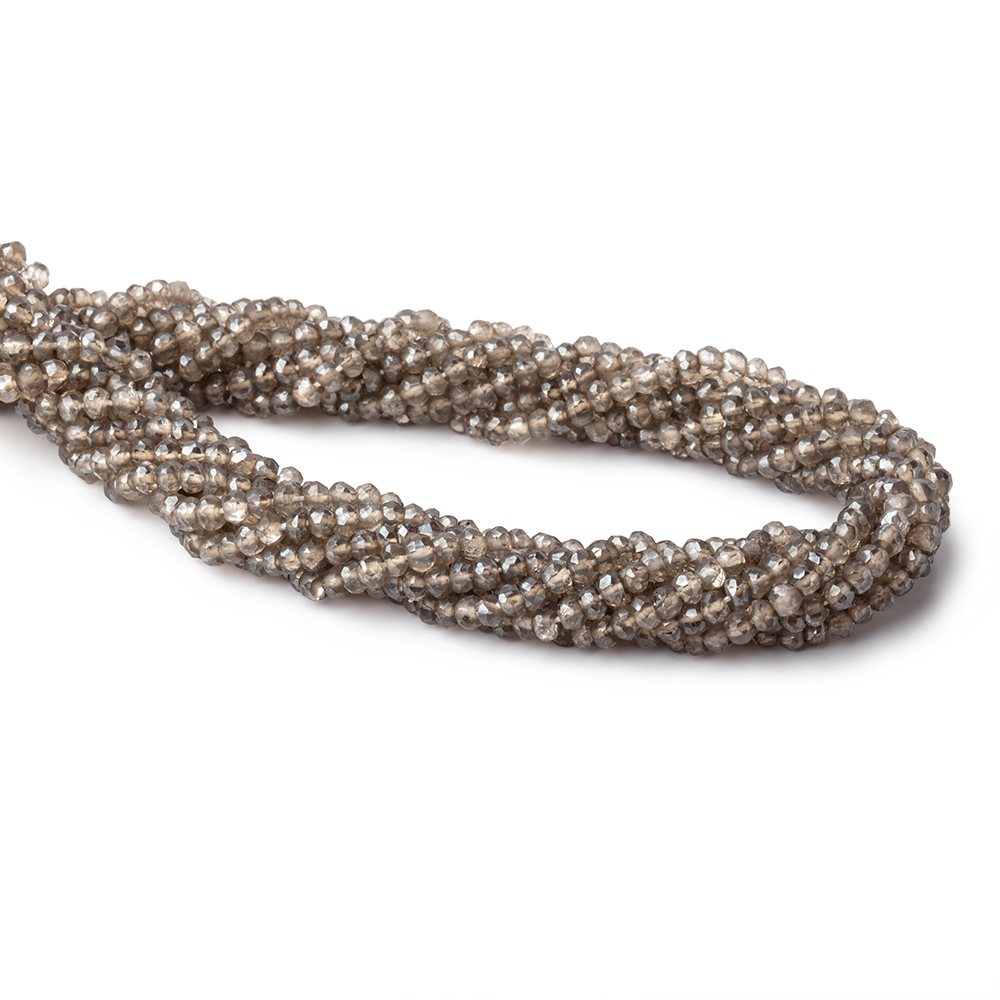 4mm Metallic Smoky Quartz Faceted Rondelle Beads 13 inch 120 pieces
