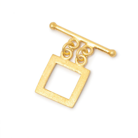 14mm Vermeil Brushed Square Double Strand Toggle 1 piece
