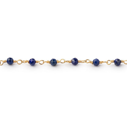 3mm Lapis Lazuli micro-faceted rondelle Gold plated Chain